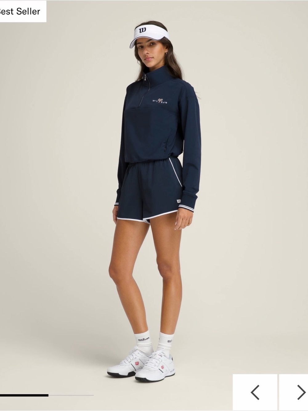 Wilson Davenport Woven Popover Women's Navy Quarter-Zip Pullover Top XL NWT - Picture 2 of 8